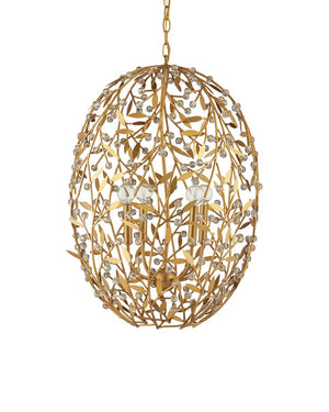 Currey & Company Secret Garden Gold Orb Chandelier - Elegant Biophilic Lighting With Handcrafted Crystal Accents Gold Crystal ,Wrought Iron 9000-1290-currey-company