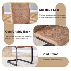 English Elm Table Set - Modern Minimalist Grey Marble Mdf Dining Table With 4 Brown Chairs And Black Legs W1151S02681-GIGA