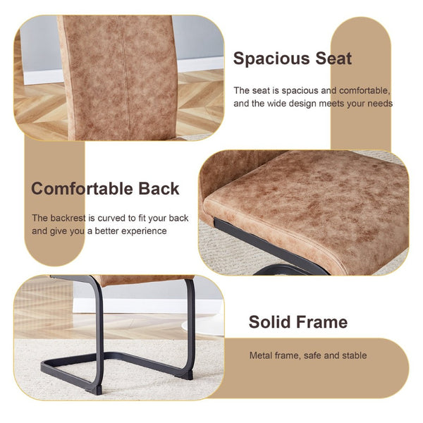 English Elm Table Modern Minimalist Grey Marble Mdf Dining Set With 6 Comfortable Brown Chairs & Metal Frame W1151S02682-GIGA