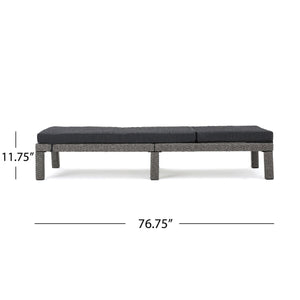 English Elm Christopher Knight Home® - PUERTA KD Chaise Lounge - Black PE Rattan with Iron Frame, Water-Repellent Cushions, All-Season Relaxation 61190.00MBK