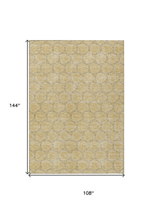HomeRoots 9' Stylish Wheat and Gray Geometric Washable Area Rug - Perfect for Indoor and Outdoor Spaces! 613600
