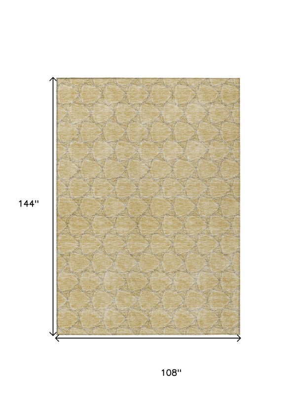 HomeRoots 9' Stylish Wheat and Gray Geometric Washable Area Rug - Perfect for Indoor and Outdoor Spaces! 613600