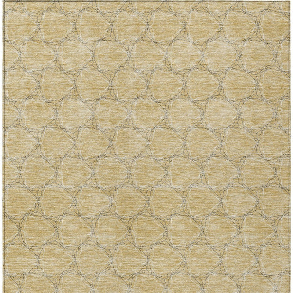HomeRoots 5' Durable Wheat and Gray Geometric Area Rug – Versatile, Washable Design for Indoor and Outdoor Use 10' X 14' 613601