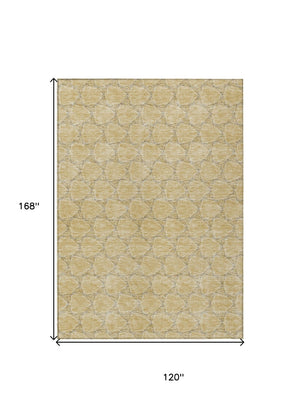HomeRoots 5' Durable Wheat and Gray Geometric Area Rug – Versatile, Washable Design for Indoor and Outdoor Use 10' X 14' 613601