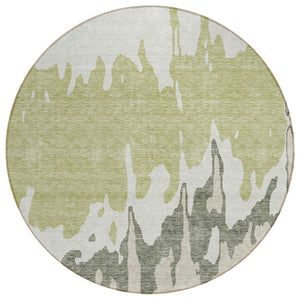 HomeRoots 5' Sage and Ivory Abstract Area Rug - Washable, Durable Indoor-Outdoor Design for Stylish Spaces 8' Round 613604