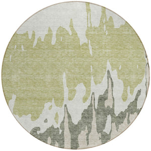 HomeRoots 5' Sage and Ivory Abstract Area Rug - Washable, Durable Indoor-Outdoor Design for Stylish Spaces 8' Round 613604