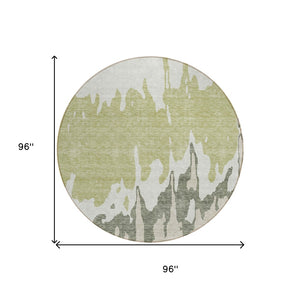HomeRoots 5' Sage and Ivory Abstract Area Rug - Washable, Durable Indoor-Outdoor Design for Stylish Spaces 8' Round 613604