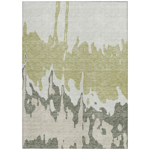 HomeRoots 5' Sage and Ivory Abstract Area Rug - Washable, Durable Indoor-Outdoor Design for Stylish Spaces 9' X 12' 613606