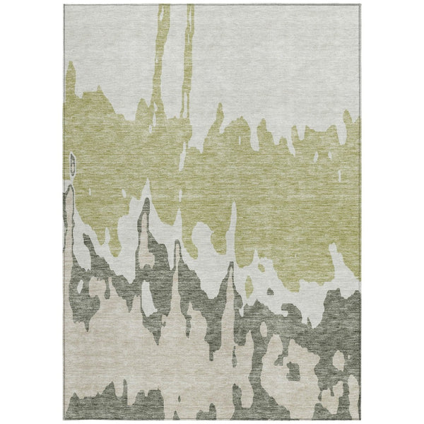 HomeRoots 5' Sage and Ivory Abstract Area Rug - Washable, Durable Indoor-Outdoor Design for Stylish Spaces 9' X 12' 613606