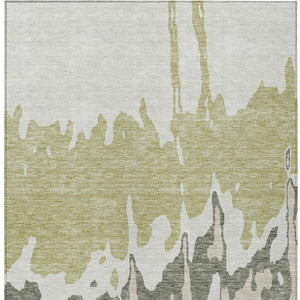 HomeRoots 5' Sage and Ivory Abstract Area Rug - Washable, Durable Indoor-Outdoor Design for Stylish Spaces 10' X 14' 613607