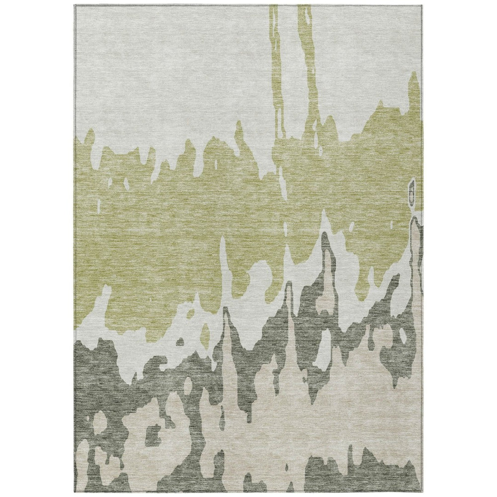 HomeRoots 5' Sage and Ivory Abstract Area Rug - Washable, Durable Indoor-Outdoor Design for Stylish Spaces 10' X 14' 613607