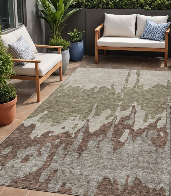 HomeRoots 5' Stylish Beige and Taupe Abstract Area Rug – Washable, Durable, Perfect for Indoor and Outdoor Use 5' X 8' 613609