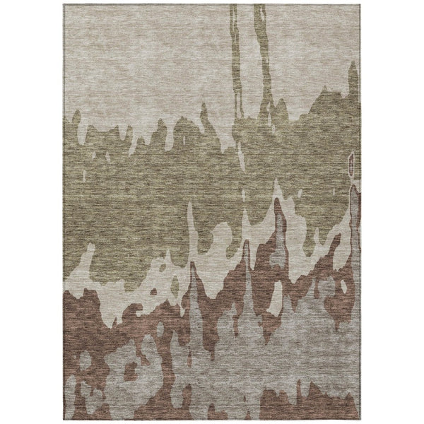 HomeRoots 5' Stylish Beige and Taupe Abstract Area Rug – Washable, Durable, Perfect for Indoor and Outdoor Use 8' X 10' 613611