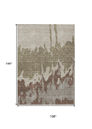 HomeRoots 5' Stylish Beige and Taupe Abstract Area Rug – Washable, Durable, Perfect for Indoor and Outdoor Use 9' X 12' 613612