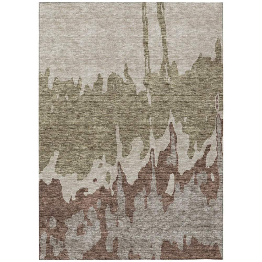 HomeRoots 5' Stylish Beige and Taupe Abstract Area Rug – Washable, Durable, Perfect for Indoor and Outdoor Use 9' X 12' 613612