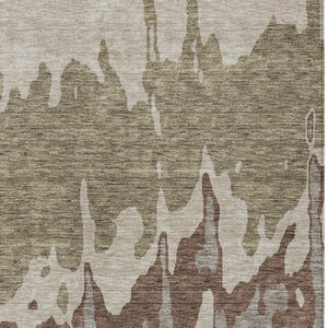 HomeRoots 5' Stylish Beige and Taupe Abstract Area Rug – Washable, Durable, Perfect for Indoor and Outdoor Use 9' X 12' 613612
