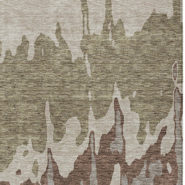 HomeRoots 5' Stylish Beige and Taupe Abstract Area Rug – Washable, Durable, Perfect for Indoor and Outdoor Use 9' X 12' 613612