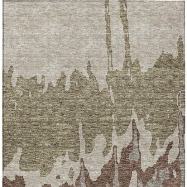 HomeRoots 5' Stylish Beige and Taupe Abstract Area Rug – Washable, Durable, Perfect for Indoor and Outdoor Use 10' X 14' 613613
