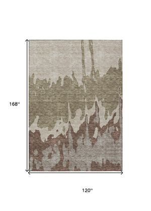 HomeRoots 5' Stylish Beige and Taupe Abstract Area Rug – Washable, Durable, Perfect for Indoor and Outdoor Use 10' X 14' 613613