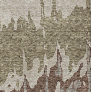 HomeRoots 5' Stylish Beige and Taupe Abstract Area Rug – Washable, Durable, Perfect for Indoor and Outdoor Use 10' X 14' 613613