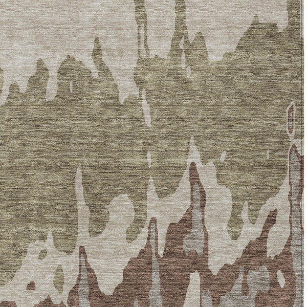 HomeRoots 5' Stylish Beige and Taupe Abstract Area Rug – Washable, Durable, Perfect for Indoor and Outdoor Use 10' X 14' 613613