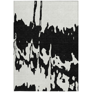 HomeRoots 5' Versatile Black and Ivory Abstract Indoor Outdoor Rug - Washable, Durable, Stylish for Any Space 8' X 10' 613617