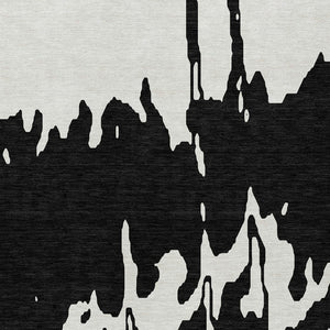 HomeRoots 5' Versatile Black and Ivory Abstract Indoor Outdoor Rug - Washable, Durable, Stylish for Any Space 10' X 14' 613619