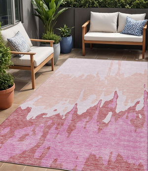HomeRoots 5' Blush and Pink Abstract Washable Area Rug - Durable, Stylish, Indoor-Outdoor Elegance for Any Space 5' X 8' 613621