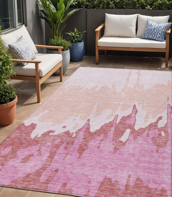 HomeRoots 5' Blush and Pink Abstract Washable Area Rug - Durable, Stylish, Indoor-Outdoor Elegance for Any Space 5' X 8' 613621
