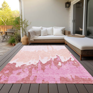 HomeRoots 5' Blush and Pink Abstract Washable Area Rug - Durable, Stylish, Indoor-Outdoor Elegance for Any Space 5' X 8' 613621