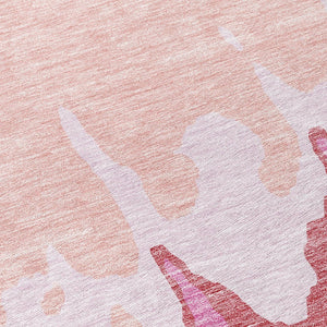 HomeRoots 5' Blush and Pink Abstract Washable Area Rug - Durable, Stylish, Indoor-Outdoor Elegance for Any Space 8' Round 613622