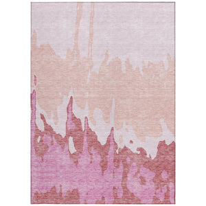 HomeRoots 5' Blush and Pink Abstract Washable Area Rug - Durable, Stylish, Indoor-Outdoor Elegance for Any Space 8' X 10' 613623