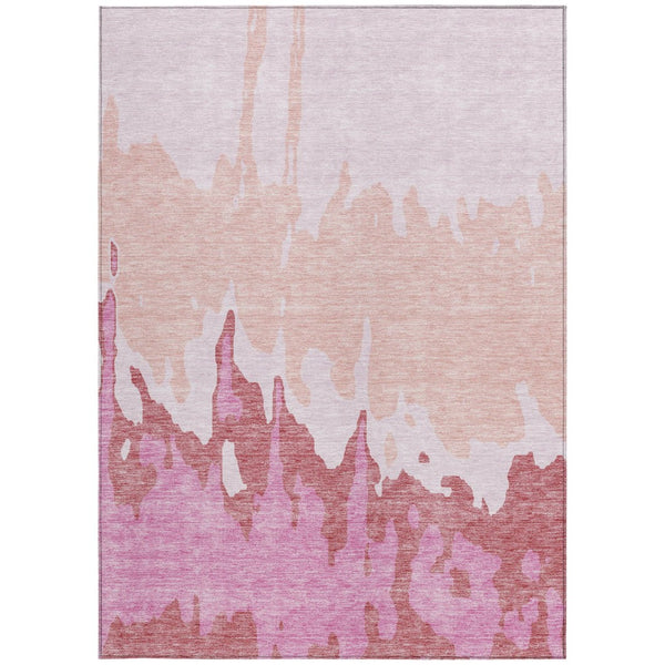 HomeRoots 5' Blush and Pink Abstract Washable Area Rug - Durable, Stylish, Indoor-Outdoor Elegance for Any Space 8' X 10' 613623