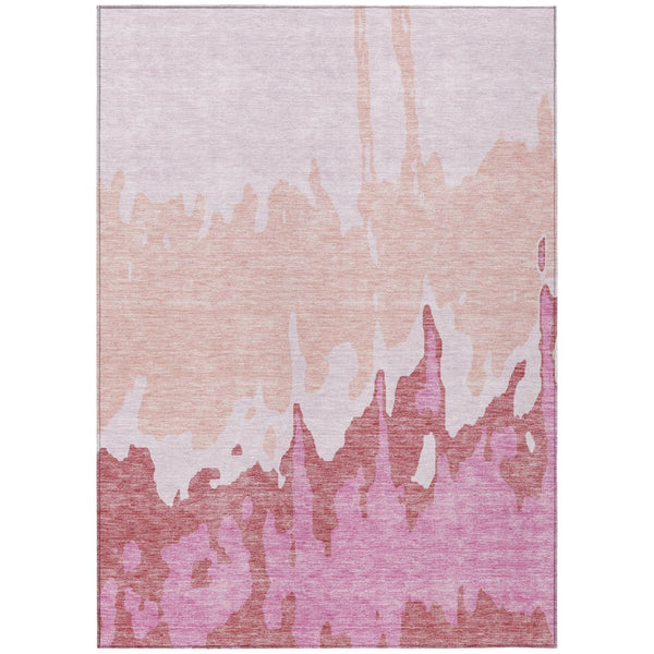 HomeRoots 5' Blush and Pink Abstract Washable Area Rug - Durable, Stylish, Indoor-Outdoor Elegance for Any Space 9' X 12' 613624