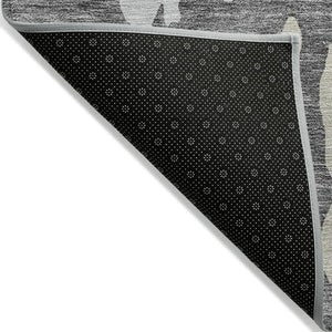 HomeRoots 5' Modern Gray and Silver Abstract Washable Indoor Outdoor Area Rug for Versatile Spaces and Style 8' X 10' 613629