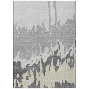 HomeRoots 5' Modern Gray and Silver Abstract Washable Indoor Outdoor Area Rug for Versatile Spaces and Style 9' X 12' 613630
