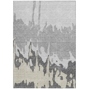 HomeRoots 5' Modern Gray and Silver Abstract Washable Indoor Outdoor Area Rug for Versatile Spaces and Style 10' X 14' 613631
