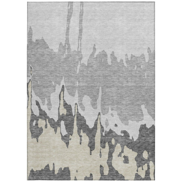 HomeRoots 5' Modern Gray and Silver Abstract Washable Indoor Outdoor Area Rug for Versatile Spaces and Style 10' X 14' 613631