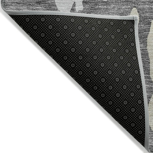 HomeRoots 5' Modern Gray and Silver Abstract Washable Indoor Outdoor Area Rug for Versatile Spaces and Style 10' X 14' 613631