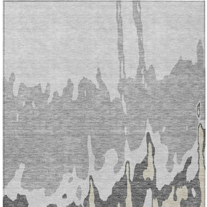 HomeRoots 5' Modern Gray and Silver Abstract Washable Indoor Outdoor Area Rug for Versatile Spaces and Style 10' X 14' 613631