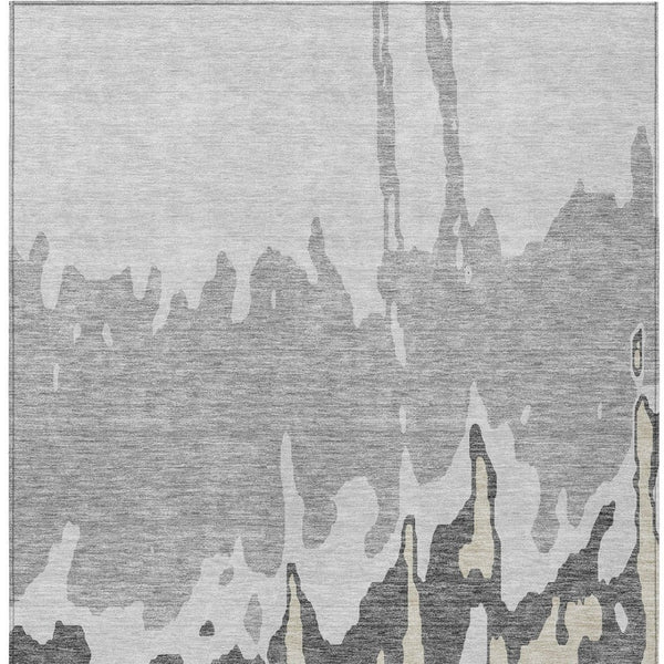 HomeRoots 5' Modern Gray and Silver Abstract Washable Indoor Outdoor Area Rug for Versatile Spaces and Style 10' X 14' 613631