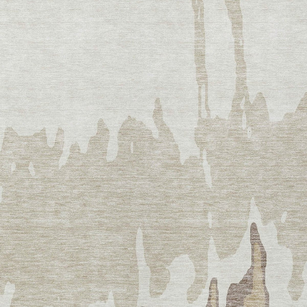 HomeRoots 5' Abstract Ivory and Beige Area Rug - Stylish, Washable, Stain-Resistant for Indoor and Outdoor Use 9' X 12' 613636