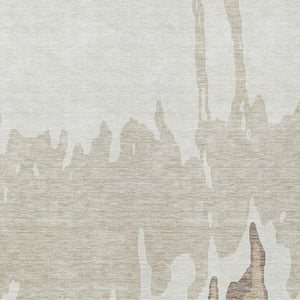 HomeRoots 5' Abstract Ivory and Beige Area Rug - Stylish, Washable, Stain-Resistant for Indoor and Outdoor Use 10' X 14' 613637