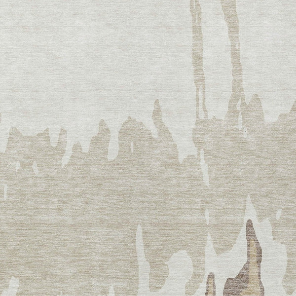 HomeRoots 5' Abstract Ivory and Beige Area Rug - Stylish, Washable, Stain-Resistant for Indoor and Outdoor Use 10' X 14' 613637