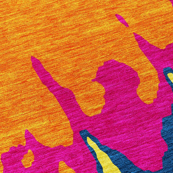 HomeRoots 5' Vibrant Pink, Orange, and Blue Abstract Washable Area Rug - Stylish Indoor/Outdoor Decor Solution 5' X 8' 613639