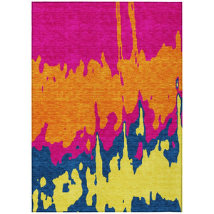 HomeRoots 5' Vibrant Pink, Orange, and Blue Abstract Washable Area Rug - Stylish Indoor/Outdoor Decor Solution 8' X 10' 613641