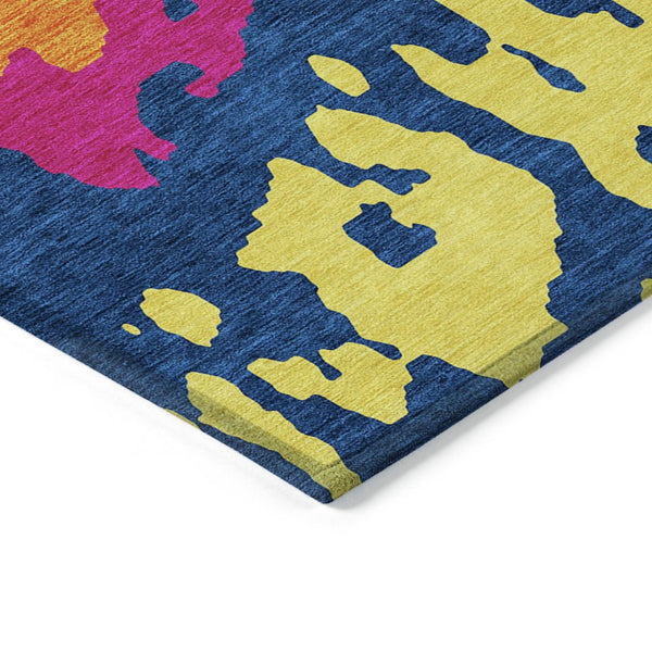 HomeRoots 5' Vibrant Pink, Orange, and Blue Abstract Washable Area Rug - Stylish Indoor/Outdoor Decor Solution 8' X 10' 613641