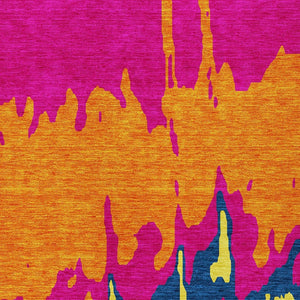 HomeRoots 5' Vibrant Pink, Orange, and Blue Abstract Washable Area Rug - Stylish Indoor/Outdoor Decor Solution 8' X 10' 613641