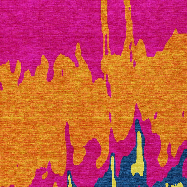 HomeRoots 5' Vibrant Pink, Orange, and Blue Abstract Washable Area Rug - Stylish Indoor/Outdoor Decor Solution 8' X 10' 613641