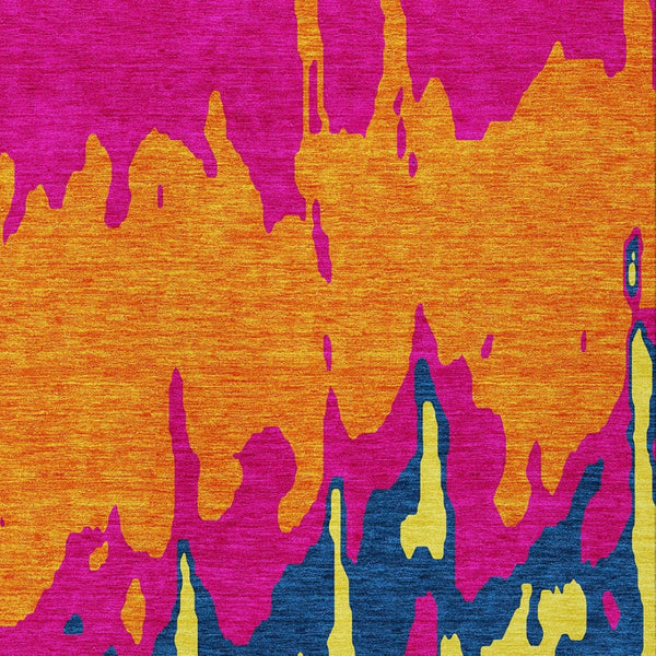 HomeRoots 5' Vibrant Pink, Orange, and Blue Abstract Washable Area Rug - Stylish Indoor/Outdoor Decor Solution 9' X 12' 613642
